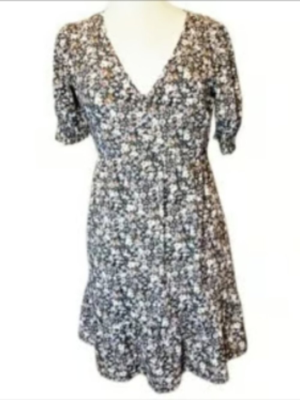 Luxology Floral Sundress Lightweight Short Sleeve A-Line Dress V-neck Flowy
